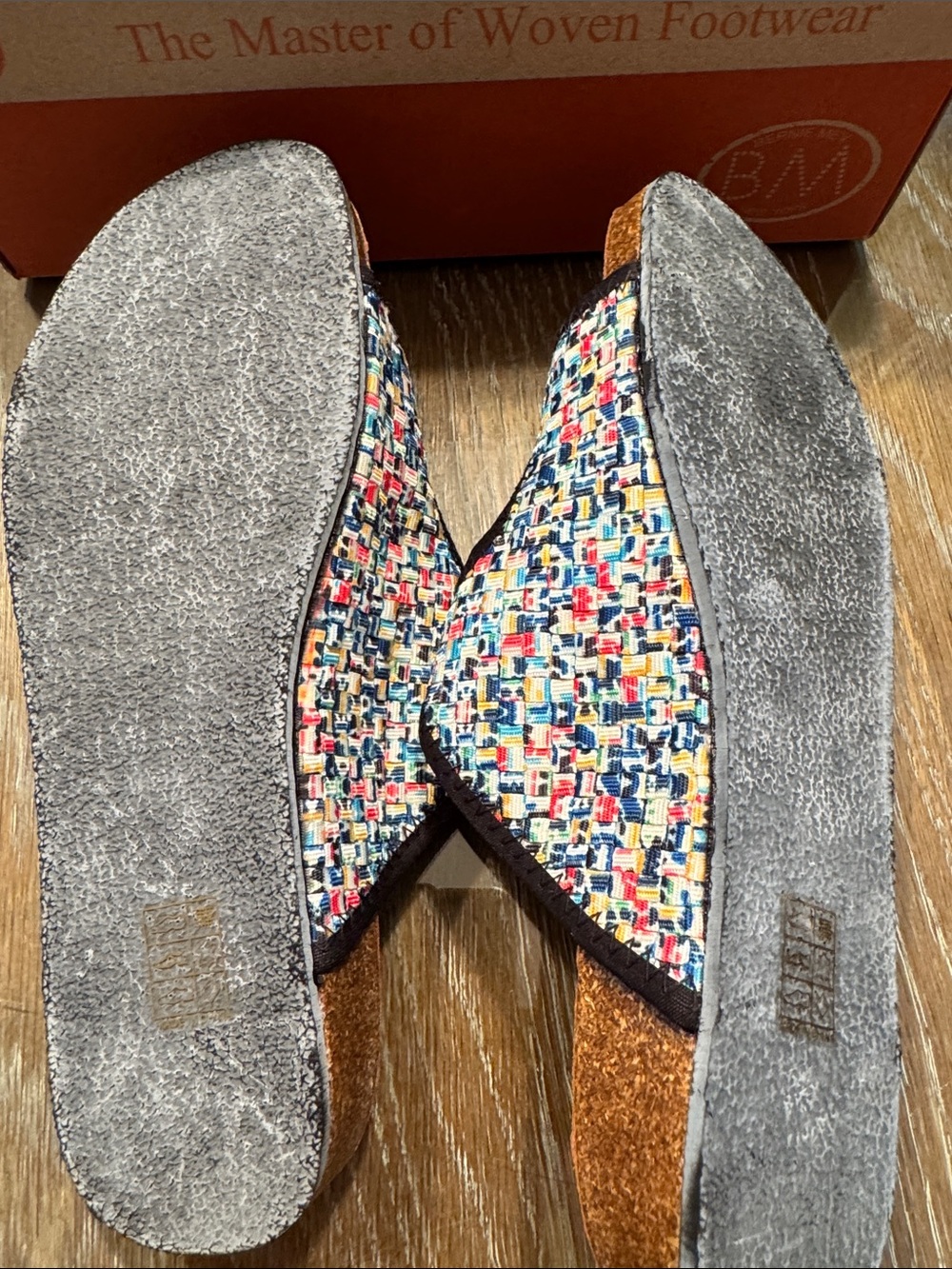 Bernie Mev. Sunset Pixel Boho Comfy summer Slide Sandals -NIB - Picture 3 of 7